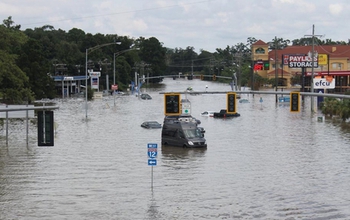 Flooded street in Baton Rouge, Louisiana